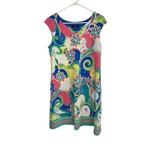 Ronni Nicole Vibrant Swirl Multicolor Paisley Floral 70’s Print Dress